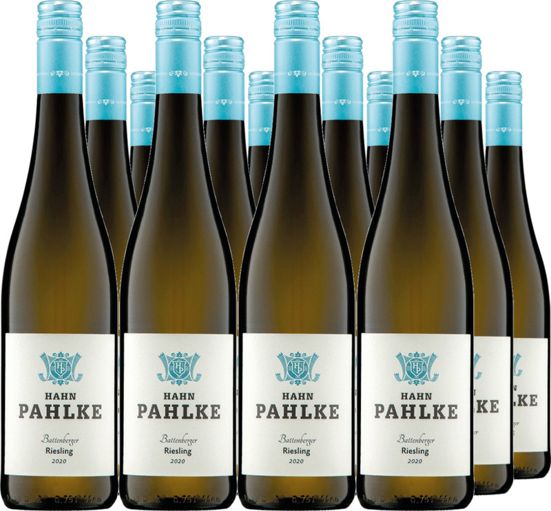 12er Vorteilspaket Battenberger Riesling Ortswein trocken Weingut Hahn Pahlke QbA