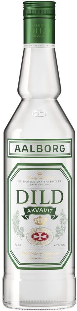 Aalborg Dild Akvavit 38% vol De Danske Spritfabrikker 
