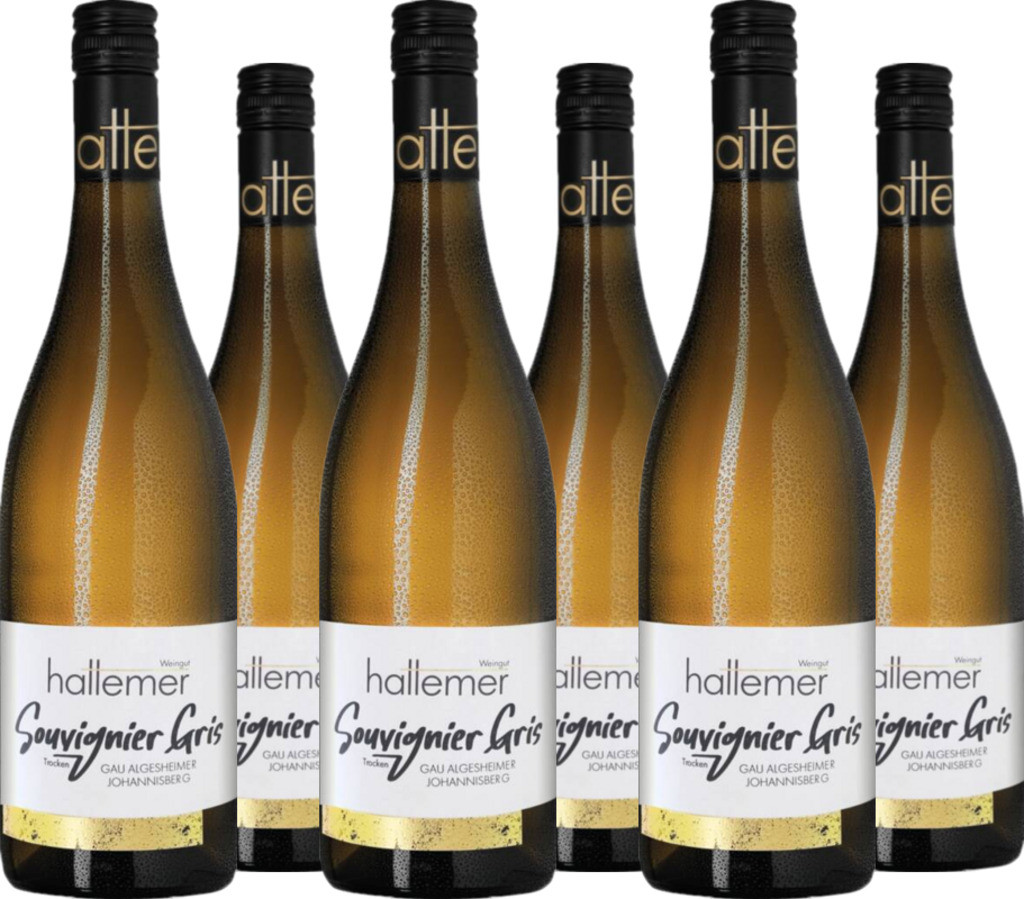 6er Vorteilspaket Souvignier Gris Rheinhessen Qualitätswein trocken  Gau Algesheimer Johannisberg