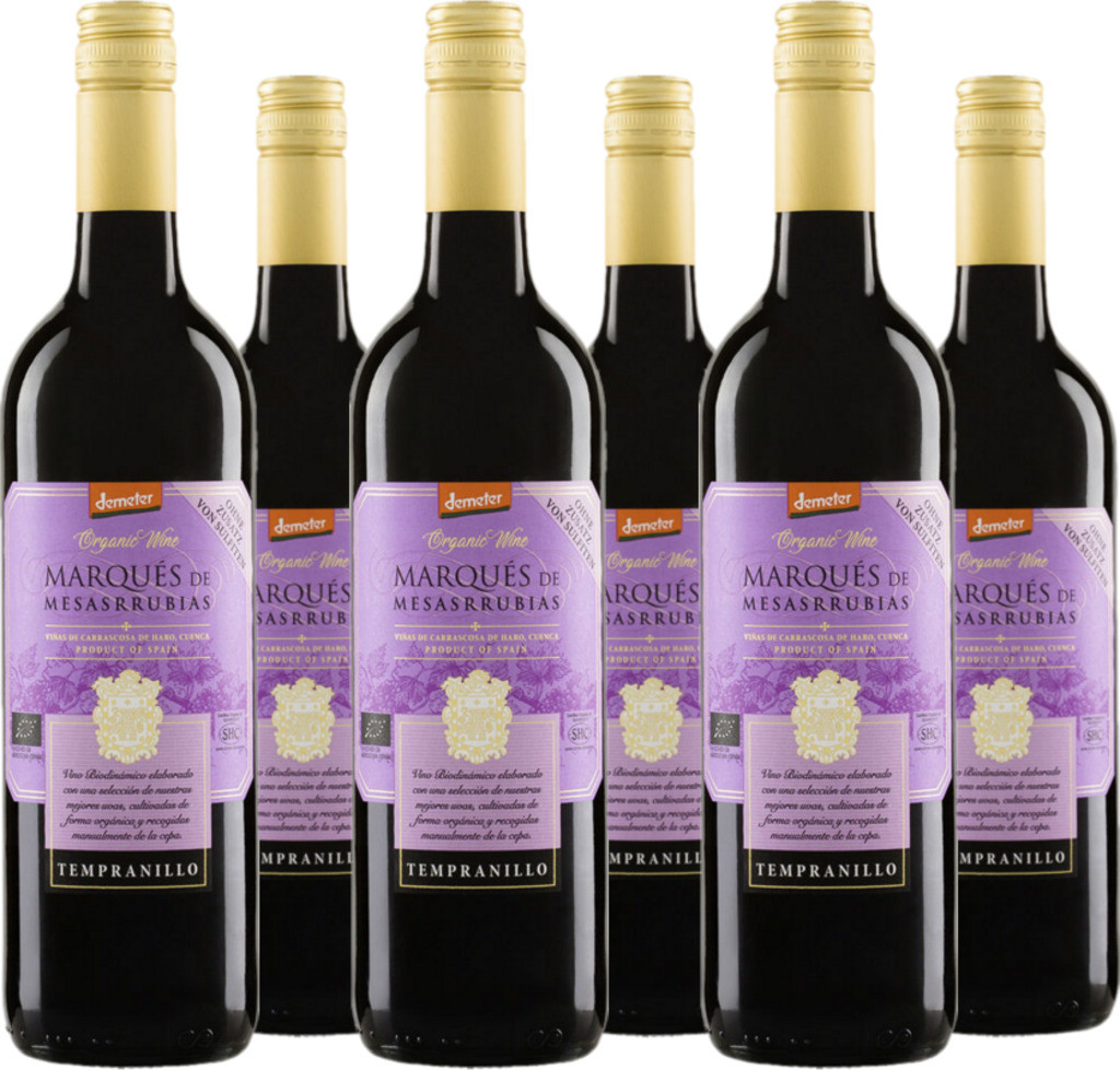 6er Vorteilspaket Marques De Mesasrrubias DO Tempranillo ohne So2-Zusatz