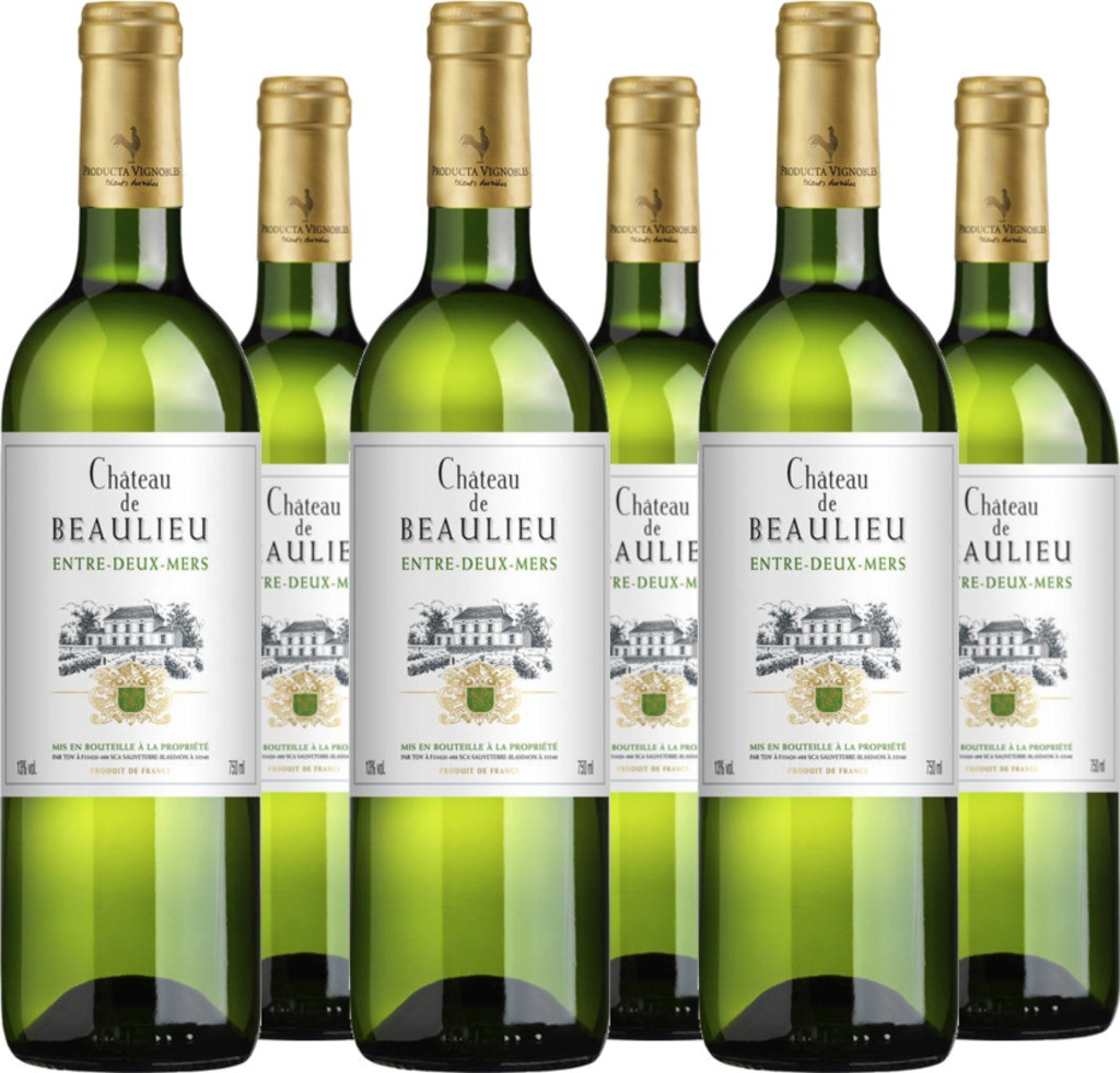 6er Vorteilspaket Château de Beaulieu Bordeaux Entre Deux Mers Blanc AOC