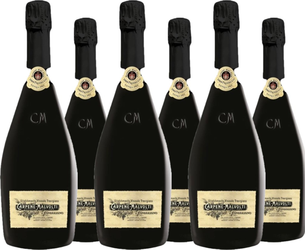 6er Vorteilspaket Carpené Malvolti Prosecco Superiore Conegliano Valdobbiadene DOCG Extra Dry