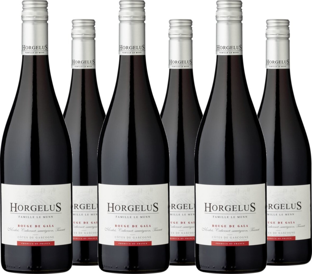 6er Vorteilspaket Horgelus Rouge Côtes de Gascogne I.G.P. Merlot-Tannat