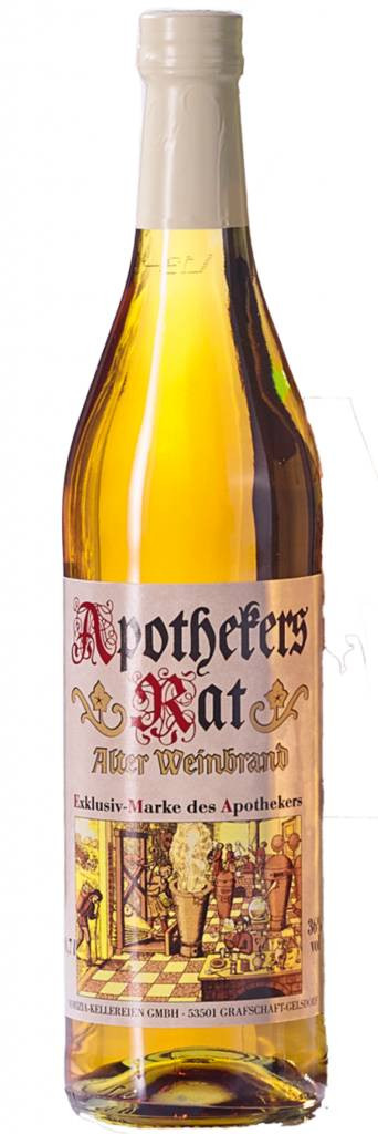 Apothekers Rat ohne Hülle Alter Weinbrand 36%   Kornbrennerei J. J. Kemper  