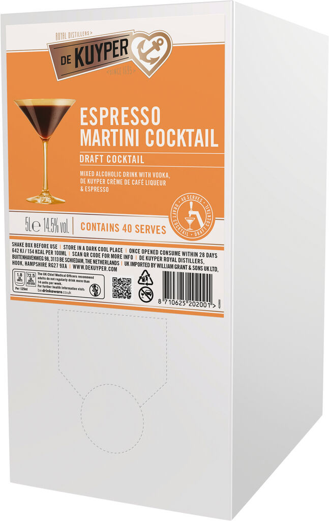 Espresso Martini Bag-in-Box für Zapfanlage   De Kuyper 