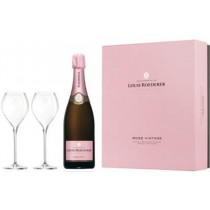 Champagne Louis Roederer Roederer Rosé Genuss zu zweit Geschenkpackung 1 Fl. Brut Rosé Jahrgang + 2 Gläser