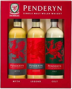 Trio Penderyn Dragon Range 41% vol je 1x0,2l Penderyn Legend, Myth und Celt Penderyn Welsh Whisky